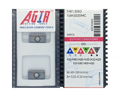 Твердосплавная пластина для резьбофрезы 14E 1.5ISO ASH1035MC для наружной резьбы AGIR, фото 1