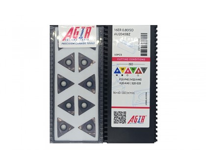 Твердосплавная пластина резьбовая 16ER 0.80ISO AU2045BZ для наружной резьбы AGIR, фото 1