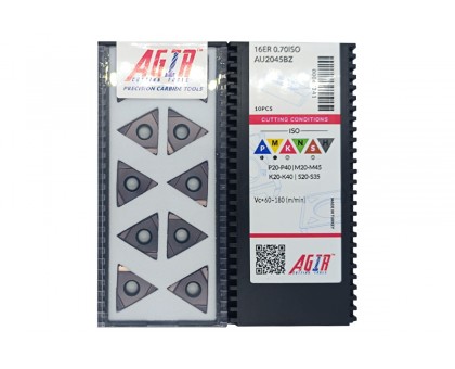 Твердосплавная пластина резьбовая 16ER 0.70ISO AU2045BZ для наружной резьбы AGIR, фото 1