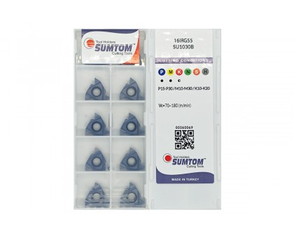 Твердосплавная пластина резьбовая 16IR G55 SU1030B для внутренней резьбы SUMTOM, фото 1
