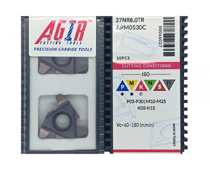 Твердосплавная пластина резьбовая 27NR 8.0TR APM0530C для внутренней резьбы AGIR, фото 1