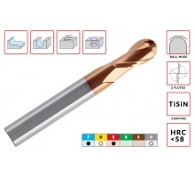 Фреза твердосплавная сферическая R1.5 D3.0xd3.0x6x50мм Z=2 монолитная ц/хв HRC58 с покрытием TiSiN AGIR Фреза твердосплавная сферическая R1.5 D3.0xd3.0x6x50мм Z=2 монолитная ц/хв HRC58 с покрытием TiSiN AGIR