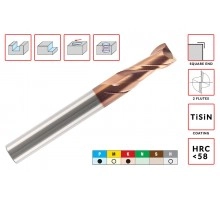 Фреза твердосплавная шпоночная D7.0хd8.0х30х60мм Z=2 монолитная ц/хв HRC58 с покрытием TiSiN AGIR