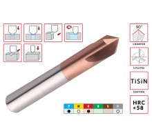 Фреза фасочная твердосплавная 90град D12.0xd12.0x20x75мм Z=3 монолитная ц/хв HRC58 с покрытием TiSiN AGIR