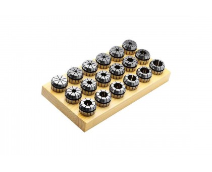 Набор цанг герметических с СОЖ ER16 d3-7мм 0.015мм 21bar шаг 1мм 5ед. на деревянной подставке KEMMLER, фото 1