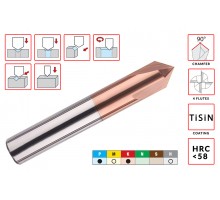 Фреза фасочная твердосплавная 90град D4.0xd4.0x10x50мм Z=4 монолитная ц/хв HRC58 с покрытием TiSiN AGIR