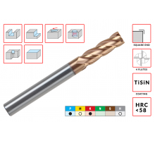 Фреза твердосплавная D12.0xd12.0x55x150мм Z=4 монолитная ц/хв HRC58 с покрытием TiSiN AGIR