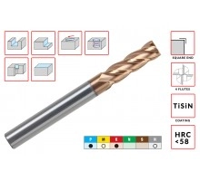 Фреза твердосплавная D8.0xd8.0x50x150мм Z=4 монолитная ц/хв HRC58 с покрытием TiSiN AGIR Фреза твердосплавная D8.0xd8.0x50x150мм Z=4 монолитная ц/хв HRC58 с покрытием TiSiN AGIR