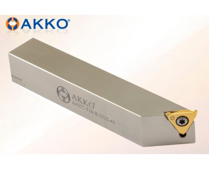 Різець токарний канавковий кутовий AAUT-T20-R-2525-45 для зовнішніх канавок під пластину T20.. (AKKO) державка AKKO, фото 1