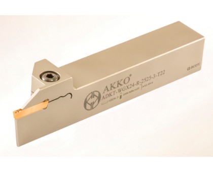 Резец токарный канавочный отрезной ADKT-WGX16-R-2525-2-R16 для наружных канавок под пластину 2GX16 (WALTER) державка AKKO, фото 1