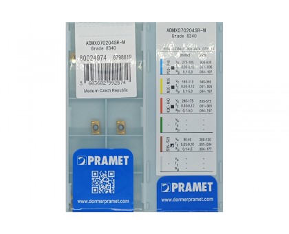 Твердосплавная пластина фрезерная ADMX 070204SR-M 8340 PRAMET, фото 1