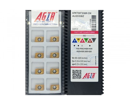 Твердосплавная пластина фрезерная APKT 09T308R-EM AU2035BZ AGIR, фото 1