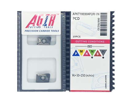 Твердосплавная пластина фрезерная с вставками PCD APKT 100304PDR-1N PCD AGIR, фото 1