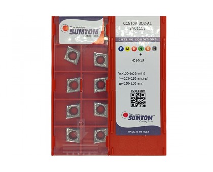 Твердосплавна пластина токарна по алюмінію CCGT 09T302-AL SN0115S SUMTOM, фото 1