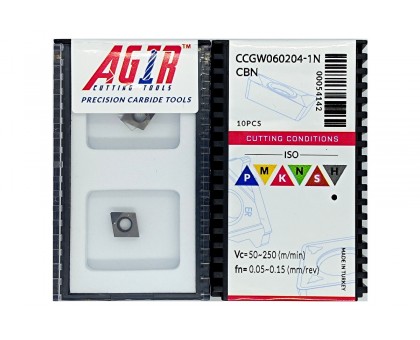 Твердосплавная пластина токарная с вставками CBN CCGW 060204-1N CBN AGIR, фото 1