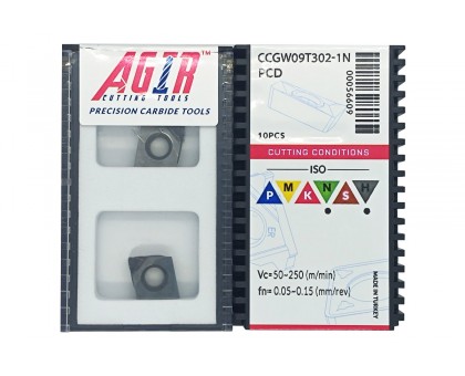 Твердосплавная пластина токарная с вставками PCD CCGW 09T302-1N PCD AGIR, фото 1