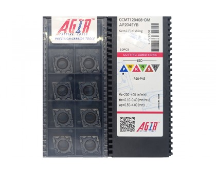 Твердосплавная пластина токарная CCMT 120408-OM AP2045YB AGIR, фото 1