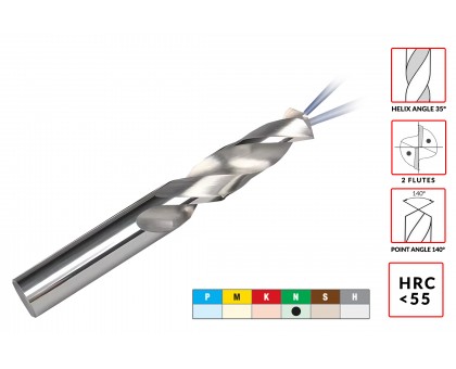 Свердло твердосплавне по алюмінію із ЗОР D8.5xd10.0х95х139мм HRC55 z=2 ц/хв праве монолітне AGIR, фото 1