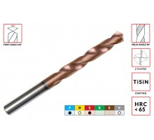 Сверло твердосплавное D12.0хd12.0x38х75мм HRC65 z=2 ц/хв правое монолитное с покрытием TiSiN AGIR