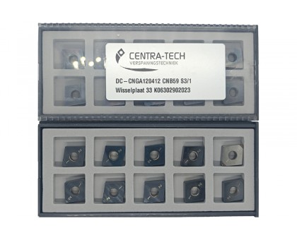 Твердосплавная пластина токарная с вставками CBN DC-CNGA 120412 CNB59 CENTRA-TECH, фото 1