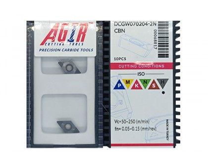 Твердосплавна пластина токарна зі вставками CBN DCGW 070204-2N CBN AGIR, фото 1
