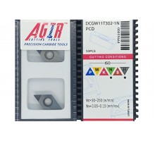 Твердосплавна пластина токарна зі вставками DCGW 11T302-1N PCD AGIR