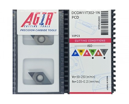 Твердосплавна пластина токарна зі вставками DCGW 11T302-1N PCD AGIR, фото 1