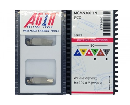 Твердосплавная пластина канавочная-отрезная MGMN 300-1N PCD с вставкой-1N PCD AGIR, фото 1