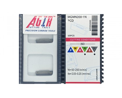Твердосплавная пластина канавочная-отрезная MGMN 200-1N PCD с вставкой-1N PCD AGIR, фото 1