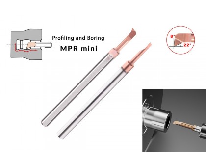 Микрорезец твердосплавный MPR-mini-1.8-R0.1-D04-L09 HRC58 с покрытием TiSiN для растачивания отверстий AGIR, фото 1