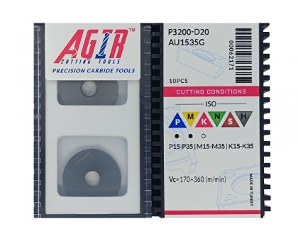 Твердосплавная пластина фрезерная P3200-D20 AU1535G AGIR, фото 1