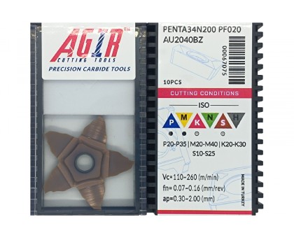 Твердосплавная пластина канавочная-отрезная PENTA 34N200 PF020 AU2040BZ AGIR, фото 1