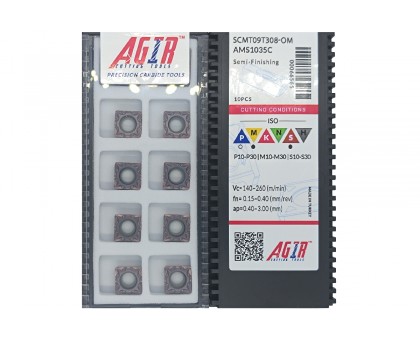 Твердосплавная пластина токарная SCMT 09T308-OM AMS1035C AGIR, фото 1