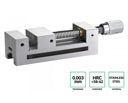 Тиски станочные лекальные 73мм 0-100мм L210мм механические 0.003мм нержавеющая сталь HRC58-62 с ключом SUMTOM, фото 1