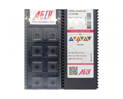 Твердосплавная пластина токарная SNMG 120408-MS AK1030B AGIR, фото 1