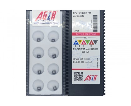 Твердосплавная пластина сверлильная SPGT 040202-PM AU1040G AGIR, фото 1