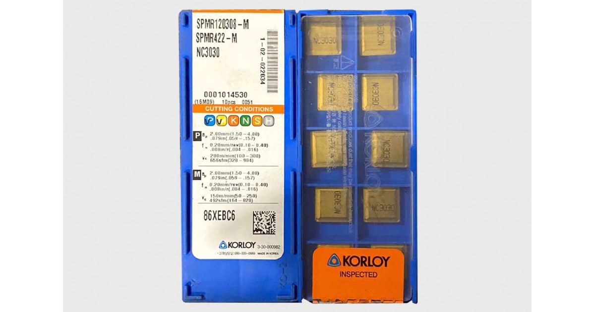 Твердосплавная пластина фрезерная SPMR 120308-M NC3030 KORLOY