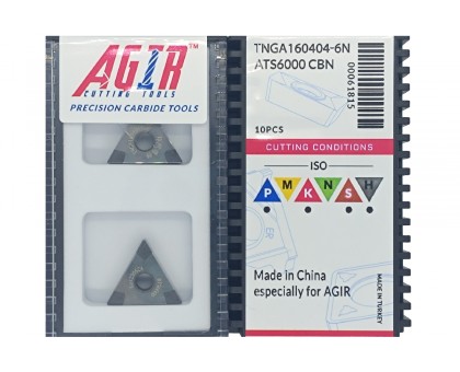 Твердосплавная пластина токарная с вставками TNGA 160404-6N ATS6000 CBN AGIR, фото 1 Твердосплавная пластина токарная с вставками TNGA 160404-6N ATS6000 CBN AGIR, фото 1