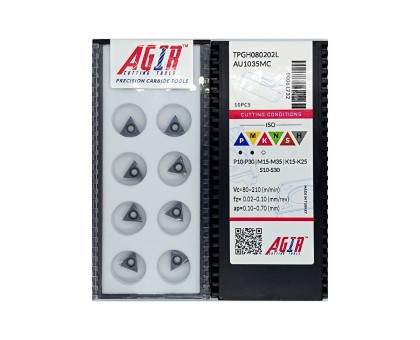 Твердосплавная пластина токарная TPGH 080202L AU1035MC AGIR, фото 1