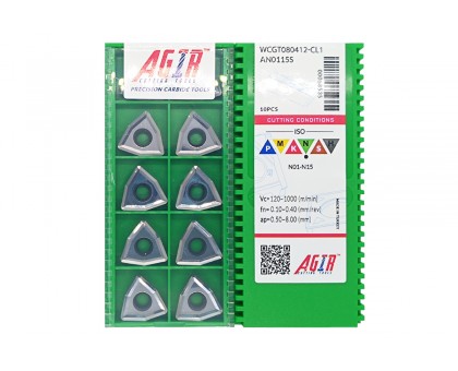 Твердосплавная пластина сверлильная по алюминию WCGT 080412-CL1 AN0115S AGIR, фото 1