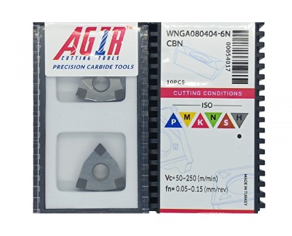 Твердосплавная пластина токарная с вставками WNGA 080404-6N CBN AGIR, фото 1